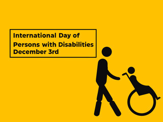 International Day of Persons with Disabilities Celebrated on December 3rd Featuring a Person Pushing a Wheelchair on a