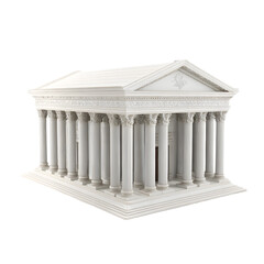 Obraz premium Ancient greek temple model with doric columns and pediment isolated on transparent background