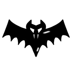 Fototapeta premium Black bat silhouette for Halloween theme Black bat silhouette design for Halloween, ideal for posters, backgrounds, and spooky decorations.