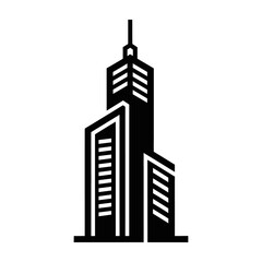 Obraz premium Abstract Black Skyscraper Architecture Glyph with White Window Lines
