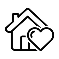 Outline House and Heart Symbol Vector Icon Design