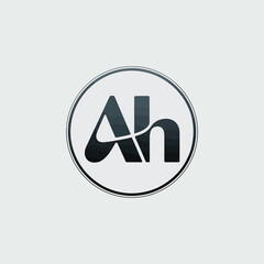 Modern 'ah' monogram logo design abstract shape inside a circle abstract symbol