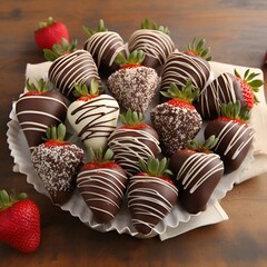 chocolate strawberry candies on a plate