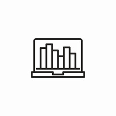 laptop with graph icon sign vector