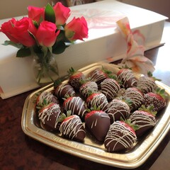 chocolate strawberry candies in a box