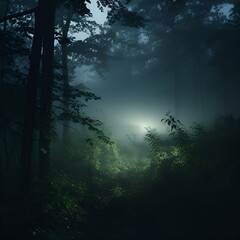misty morning in the forest