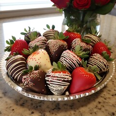 platter of chocolate covered strawberries
