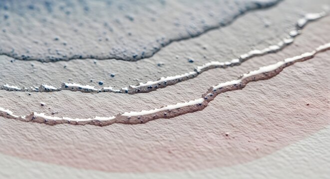 Detailed abstract surface showcasing dynamic layers and frothy, undulating patterns, with subtle gradients of cool blue, soft gray, and warm rose, capturing a unique visual artistry
