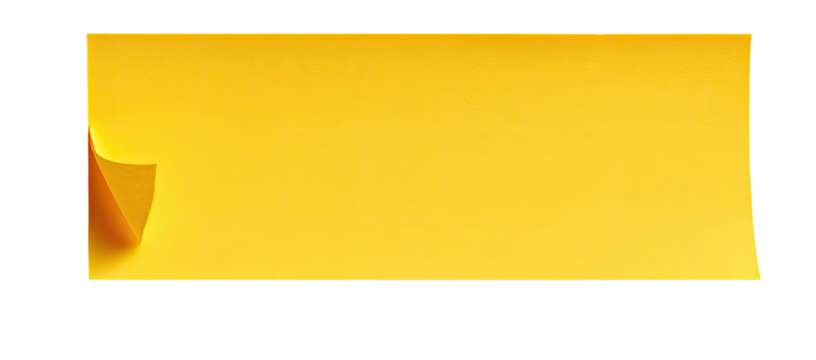 A single, solid, bright yellow rectangle with a slightly curled edge - Powered by Adobe