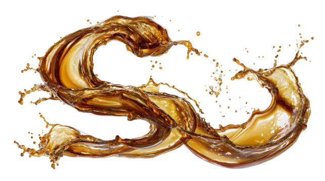 Dynamic splash of coffee liquid forming an elegant s shape for design and creativity