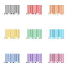 Barcode  icon isolated on white background. Set icons colorful