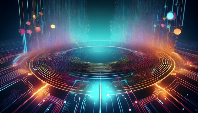 merging of ai and quantum computing for powerful data processing background with empty space for text generative ai