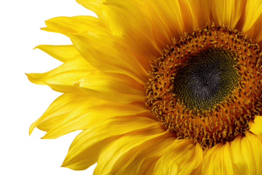 Close-up of a vibrant sunflower, petals detailed,  center highlighted