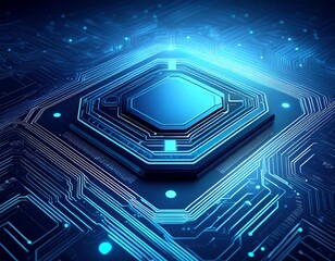 ai microchip technology futuristic blue circuit board design innovative digital concept