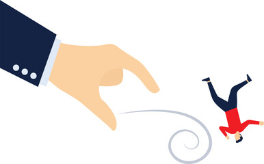 flicking tiny man.unemployment problem concept. Vector illustration.

