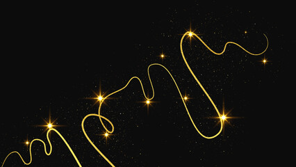 Gold glittering confetti wave and stardust