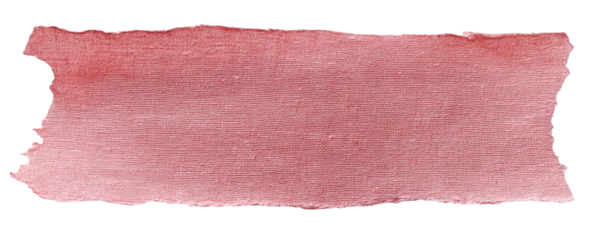 A distressed, irregular, rectangular shape filled with a muted rose-red watercolor wash