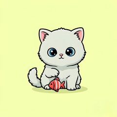 Animation, cartoons, watercolor paintings, cats, all very cute in every pose.