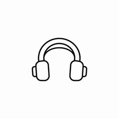 black line headphones icon sign vector