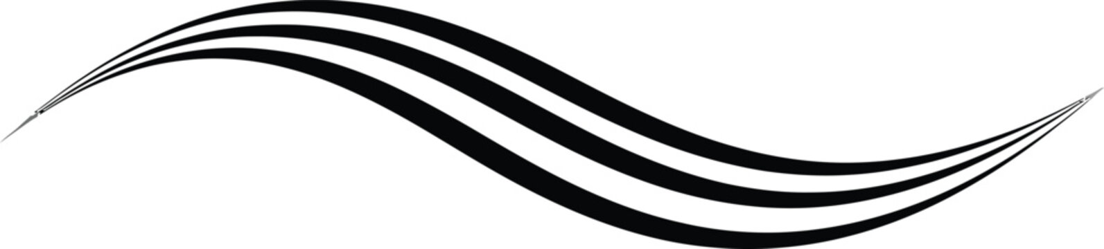 Abstract Black Curved Parallel Lines Against White Background Decorative Element