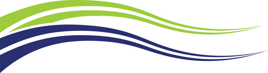 Abstract Wavy Lines Design with Flowing Green and Blue Shapes on White