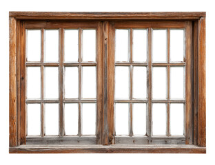 Aged wooden double-hung window,  dividing panes, rustic style