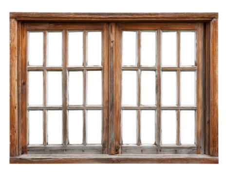 Aged wooden double-hung window,  dividing panes, rustic style