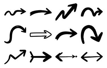 Vector art of hand drawn arrows, pointing in different directions
