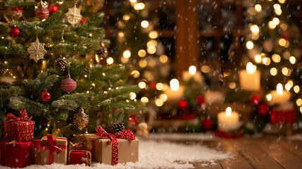 A cozy, festive Christmas background for greeting cards