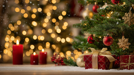 A cozy, festive Christmas background for greeting cards