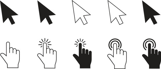 Fototapeta premium Cursor and Hand Icons for User Interface Design Navigation and Interaction