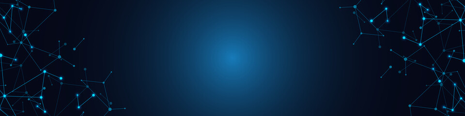 Abstract molecular structure with connected glowing nodes on dark background