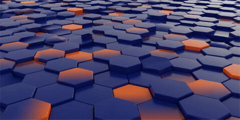 Fototapeta premium Abstract blue pattern of 3D cubes for a technology and business design illustration