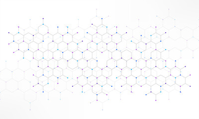 Genetic engineering and molecular structure, hexagon DNA network, science chemical and biotechnology concept, innovation technology, healthcare, and medicine design