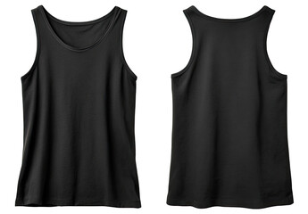 Front and back view of a plain black tank top (1)