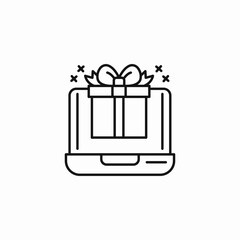 laptop with gift icon sign vector