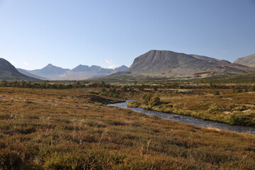 View of the autumn landscape in Rondane National Park, Norway