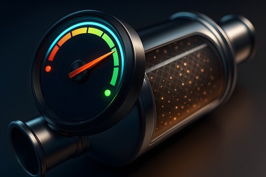 Emission Gauge on Transparent DPF Filter with Luminous Indicators