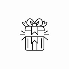 unwrapped present box icon sign vector