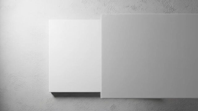 White canvas hanging on a textured wall, casting a subtle shadow