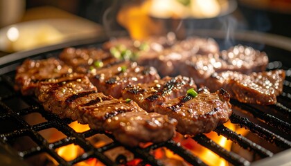 焼肉を焼いているよう様子