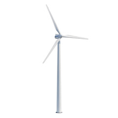 White Wind Turbine with Three Blades isolated on a transparent background