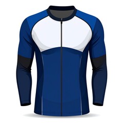 Front view of a blue and white sports jacket