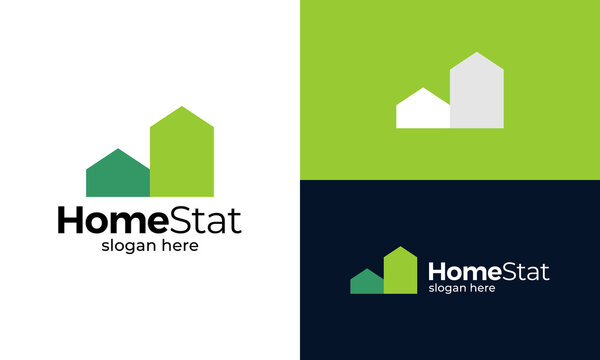 House invest logo design vector illustration. Abstract home building design with financial investment chart graphic Icon, symbols, creative