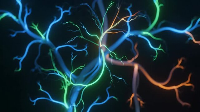 Seamlessly Looping Abstract Glowing Vine Tendrils Pattern Animation energy, digital art, vibrant