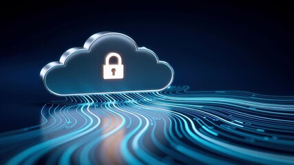 Secure cloud cybersecurity lock encryption data network security firewall cloud protection backup encrypted storage stream privacy connection - Powered by Adobe