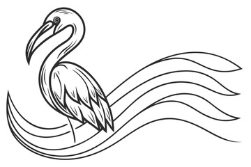Vector art of elegant flamingo line art illustration