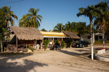 El Cuyo, Mexico; December 1st 2024: Streets and rural summer and tropical  atmosphere of a fishing village on Mexico's Yucatan Peninsula.