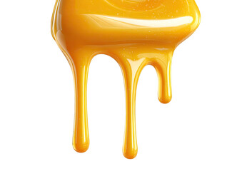 Dripping golden caramel, close-up