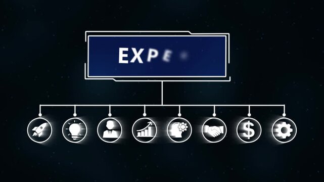 Modern animated business process diagram with icons and empty placeholder
